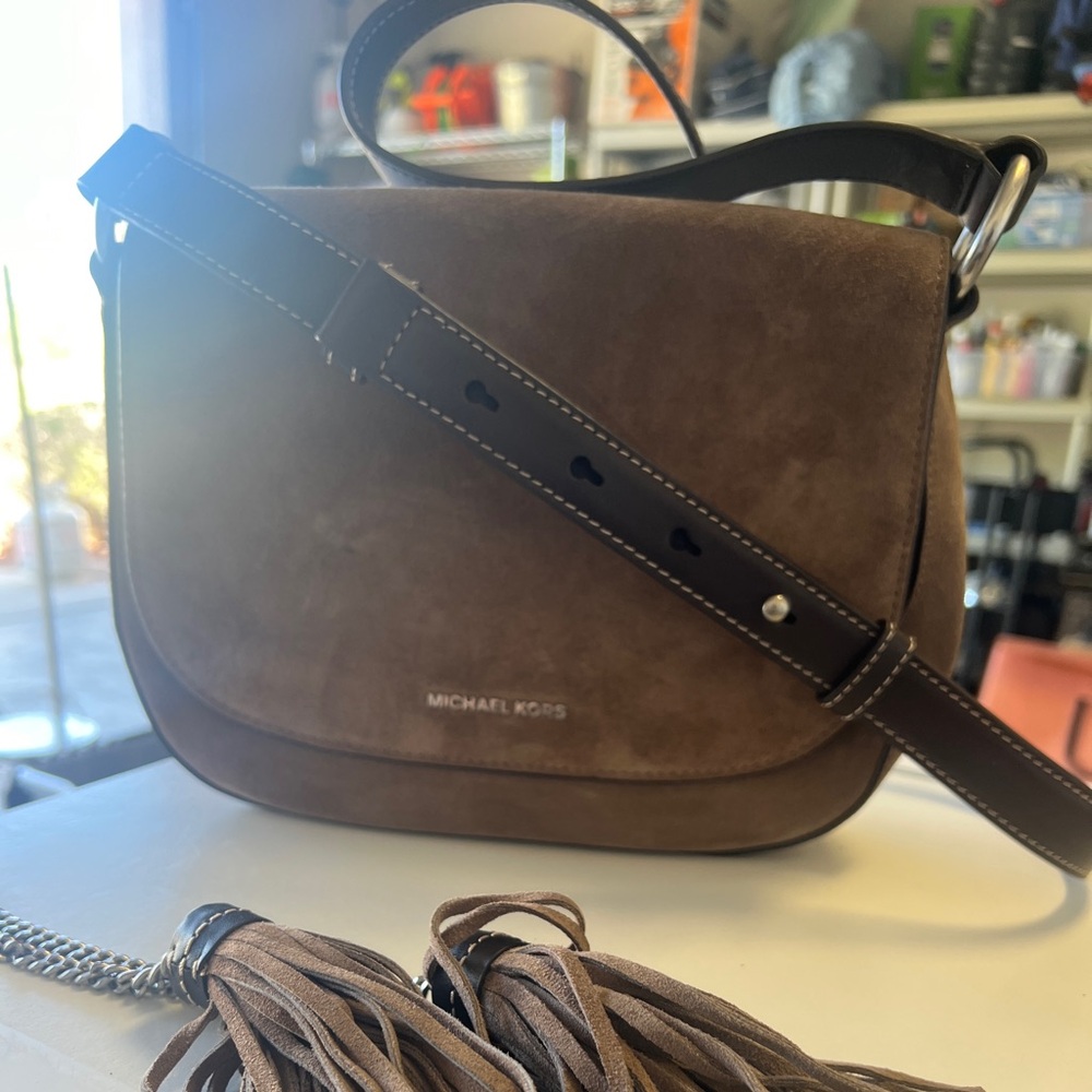 Suede shoulder or cross body purse